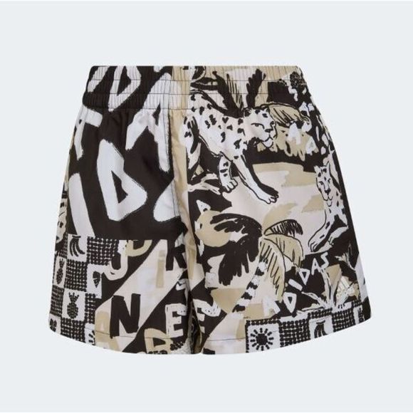 adidas HC1826 Women's Sz XL Black Farm Rio All Over Print Woven Shorts - Picture 10 of 10